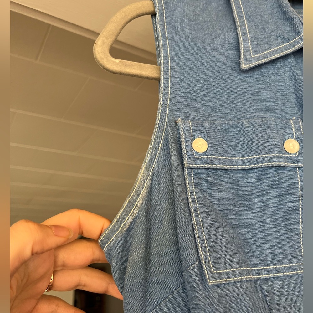 Vintage Danny & Nicole Light Blue Button-Down Midi Dress - Picture 7 of 9